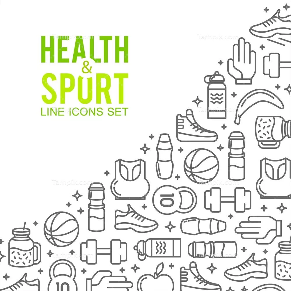 آیکن‌های ورزشی: کانسپت پس‌زمینه و آیکن‌های بازی‌های ورزشی به صورت وکتور