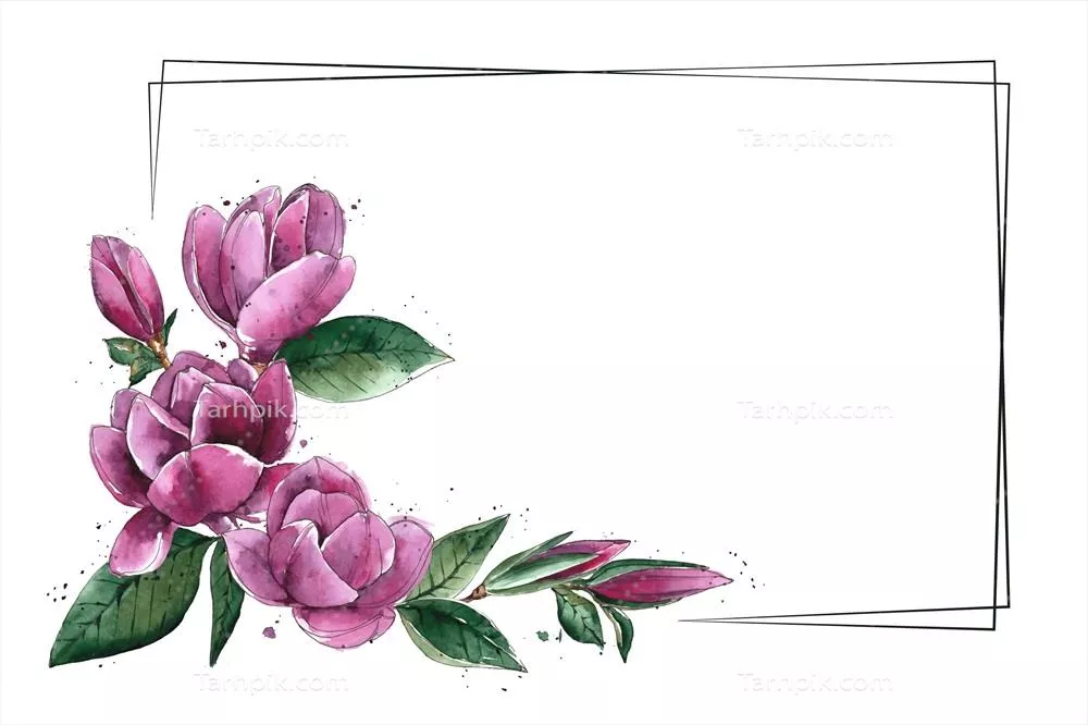 فریم وکتوری به سبک بهاری با گل های رنگارنگ و زیبا