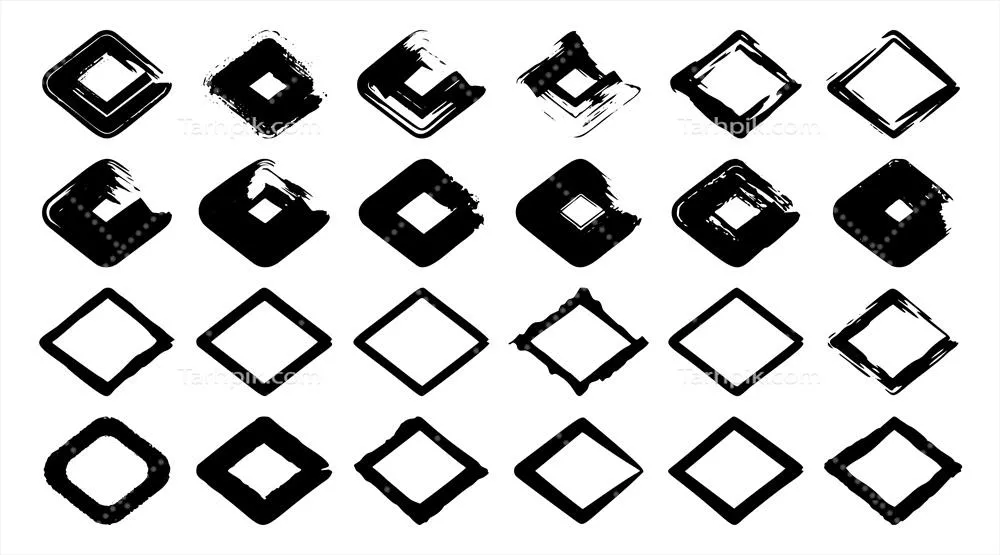 طراحی وکتور دوتایی با دقت بالا از عنصر مربع به سبک دست کشیده