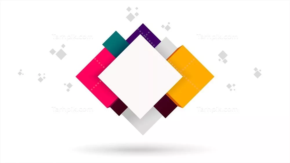 وکتور الگوی خلاقانه و رنگارنگ پس‌زمینه هندسه سه‌بعدی اشکال مربعی و الماس به صورت شناور