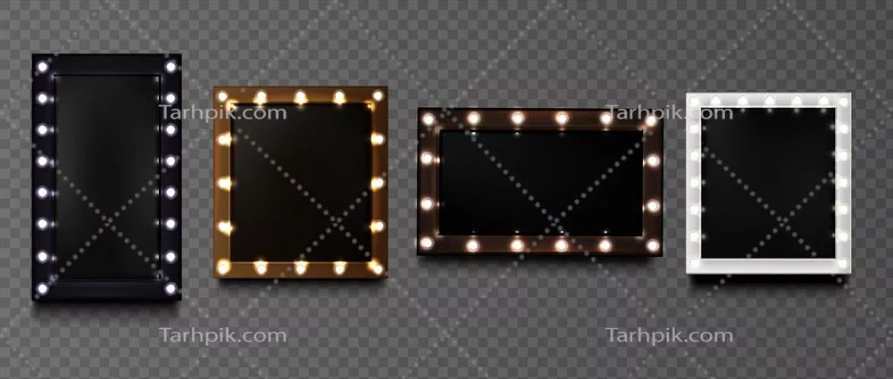 قابهای مربع شکل با لامپهای روشنایی؛ الگوهای وکتور خلاقانه