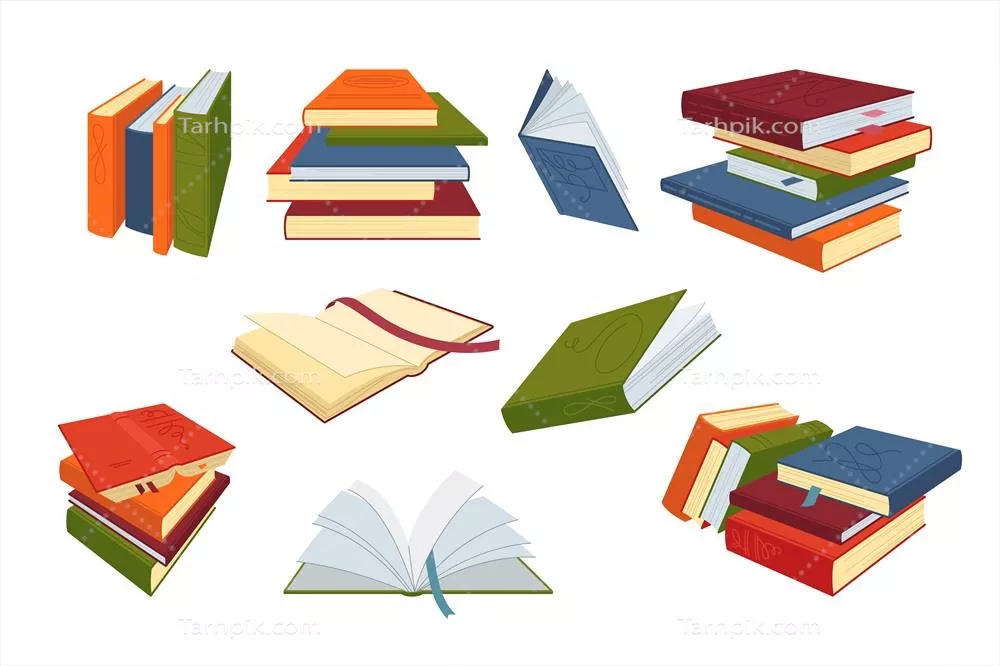 مجموعهای از کتابهای آموزشی با طراحی وکتوری خیرهکننده