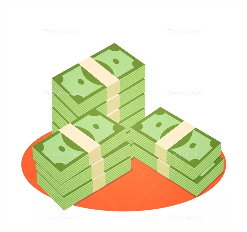 تصویر وکتور پول انباشته شده با طراحی شیک و مدرن