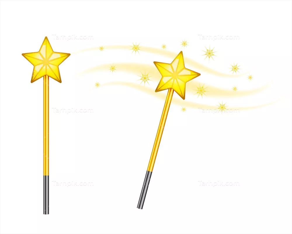 چوب جادو ستارهای ایزوله شده با طراحی وکتوری منحصر به فرد