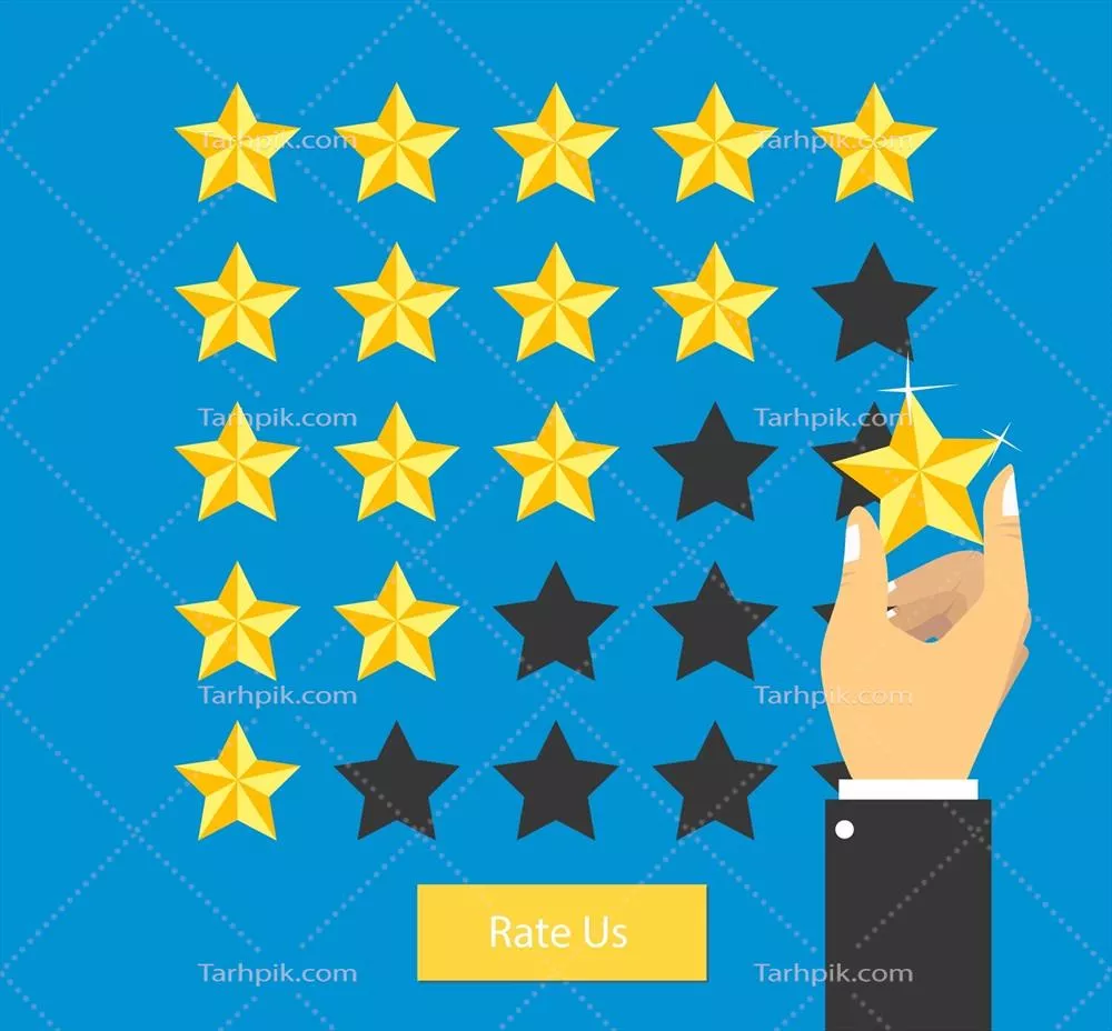 وکتور مفهوم امتیازدهی ستارهای با تصویر دست قرار دهنده ستاره