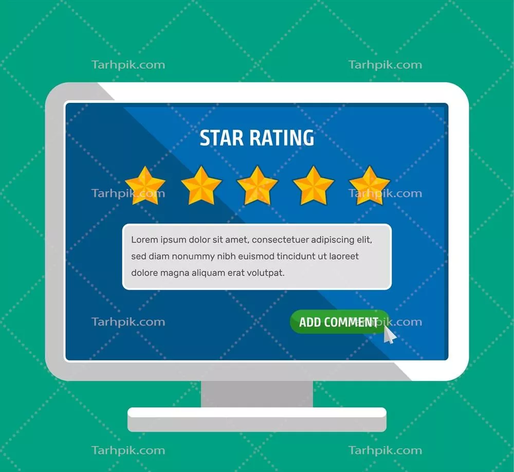 طراحی وکتوری صفحه امتیازدهی ستاره‌ای با جلوه‌های بصری زیبا