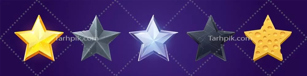 دکمههای ستارهای با بافتهای مختلف به صورت وکتور