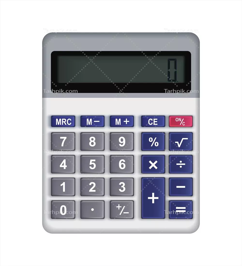 وکتور ترکیب واقعگرایانه لوازمالتحریر با تصویر ایزوله ماشینحساب در پسزمینه خالی
