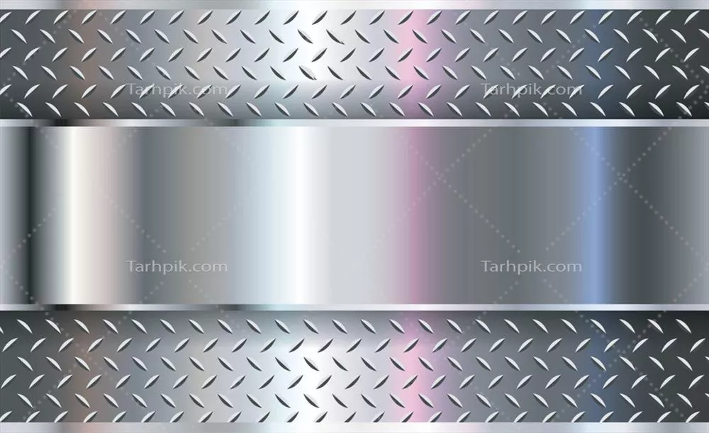 وکتور پس‌زمینه ورق فلزی با استیل نقره‌ای و الگوهای مدرن