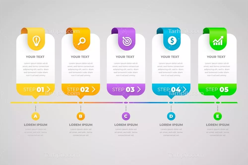 نمودار اطلاعاتی مراحل کسب و کار با طراحی وکتور خاص