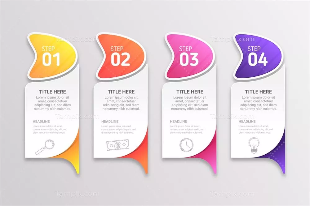 نقشه تصویری مراحل تکامل مفهوم به صورت وکتور