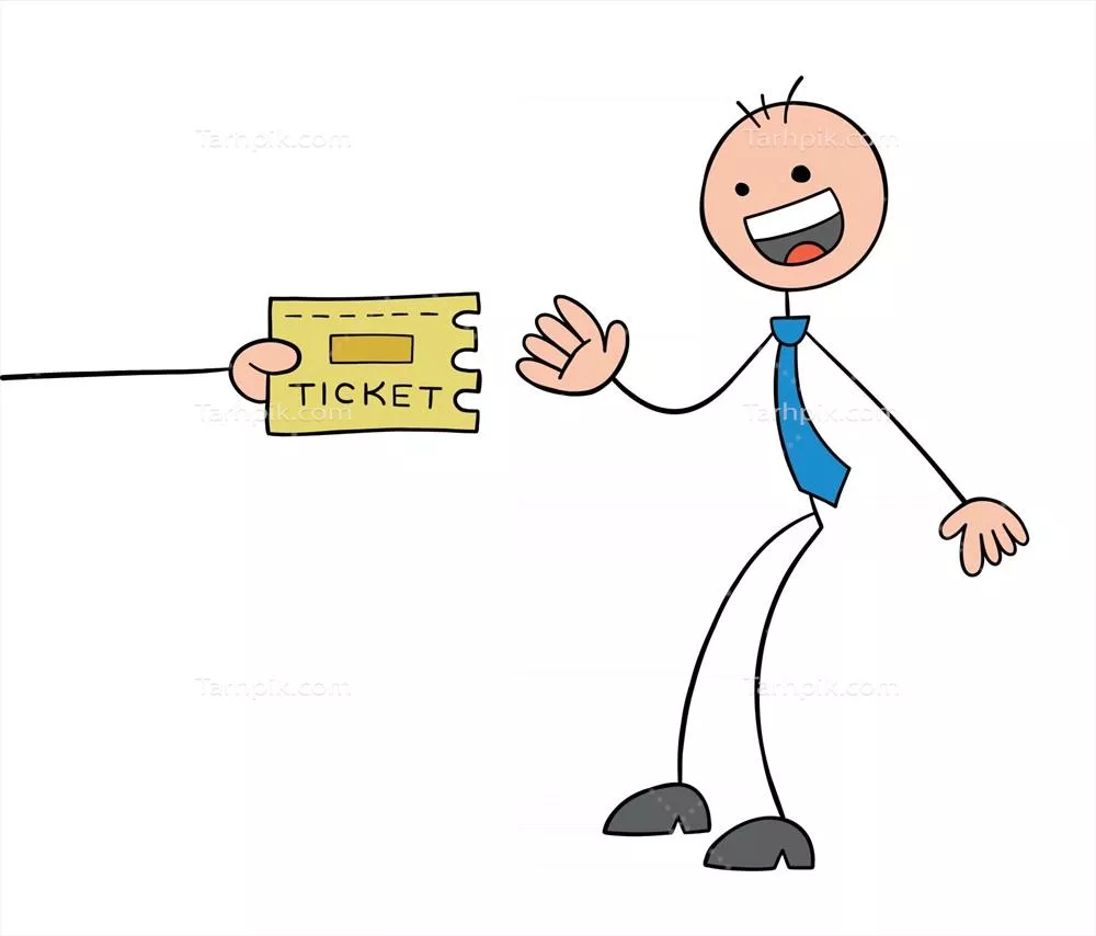 شخصیت کارآفرین استیکمَنی که خوشحال است و بلیط میگیرد - تصویر کارتونی و وکتوری