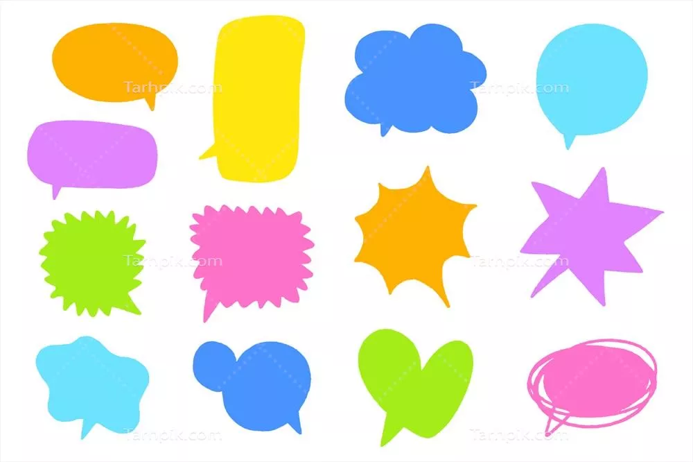 وکتور طرح چسبنده یادداشت پستی: تصاویری از حباب سخن و طراحی انتزاعی