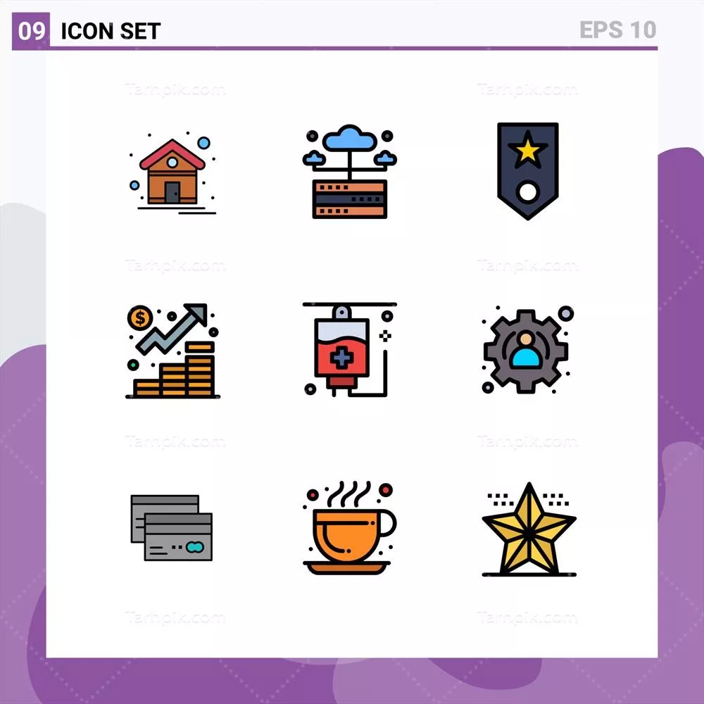 پک آیکون وکتور خطی شامل 9 نماد و نشانه برای طراحی گرافیکی