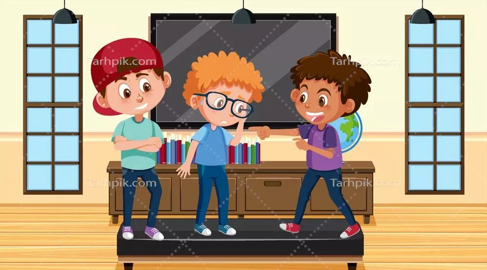 وکتور مفهوم توقف آزار و اذیت با شخصیت کارتون برای آگاهی بخشی به کودکان