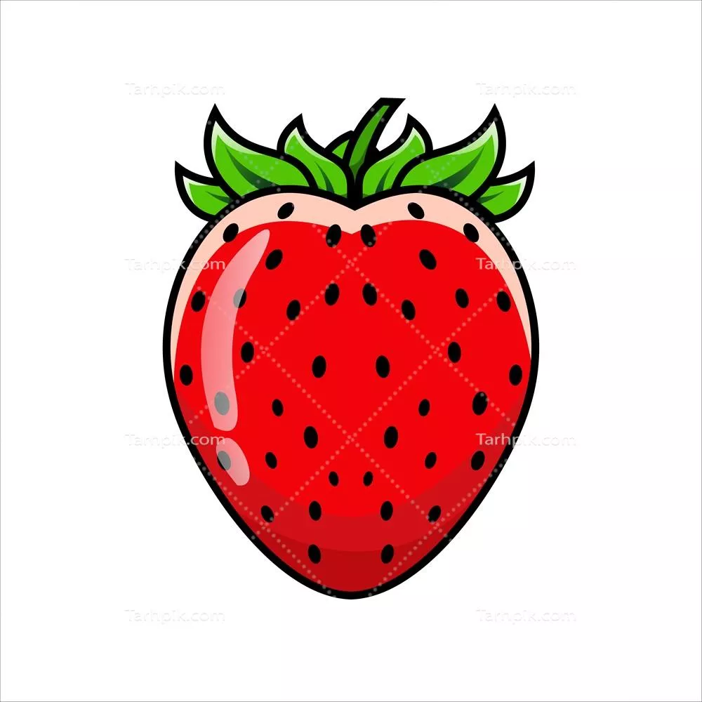 طراحی انتزاعی میوه توت فرنگی به صورت وکتور با جزئیات زیبا