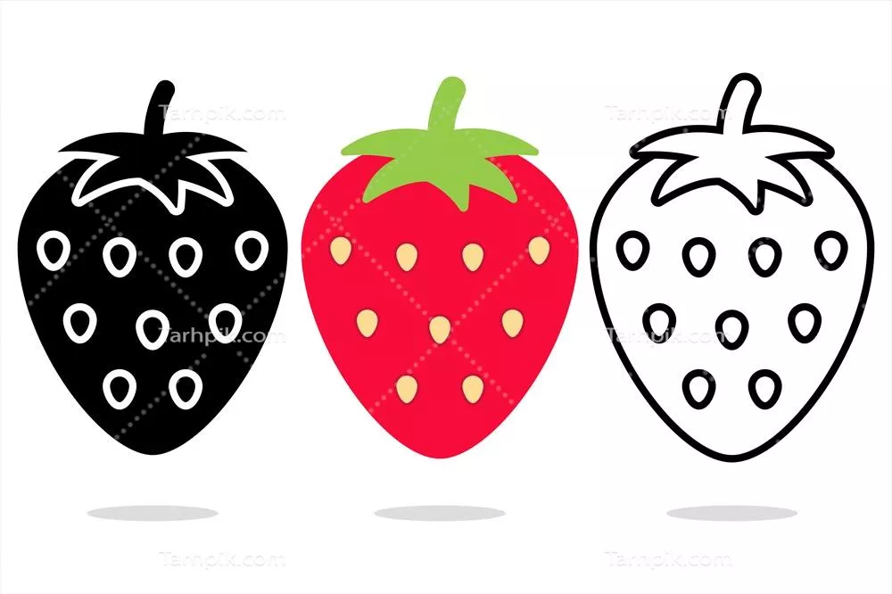 تصویر وکتور خطی توت فرنگی برای طراحی و گرافیک