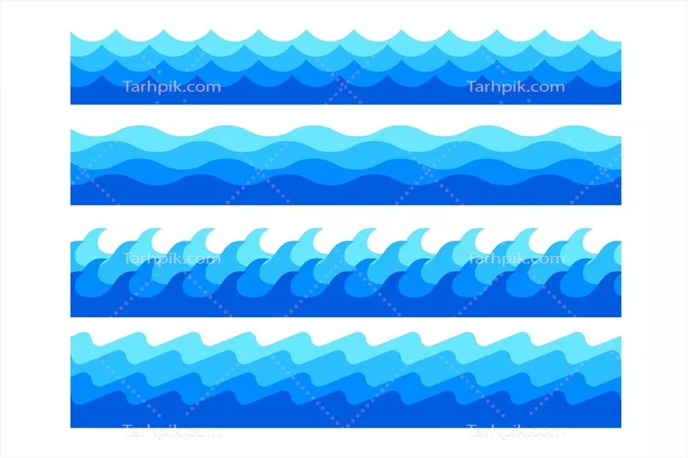 مجموعه وکتور موج های دریایی با اشکال متفاوت و استایل مدرن