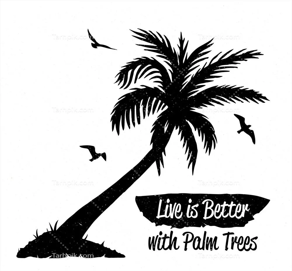 پس‌زمینه نقل قول تابستانی با درخت نخل مشکی و طراحی وکتور