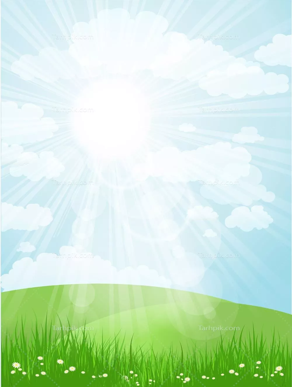 تصویر وکتور روز تابستان با طبیعت زیبای آفتابی