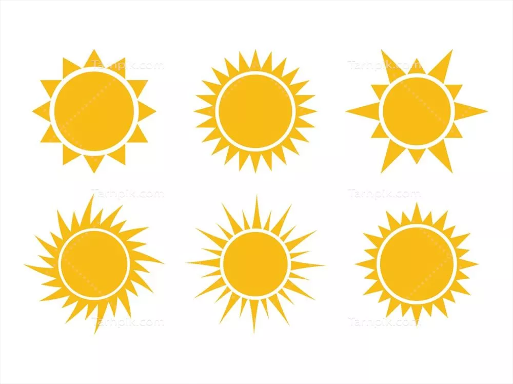 آیکون وکتور مجموعه خورشید با طراحی مدرن و زیبا