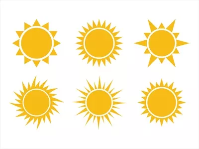آیکون وکتور مجموعه خورشید با طراحی مدرن و زیبا