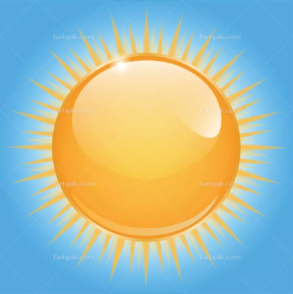 آیکون خورشید بر روی پس زمینه آبی: طراحی و گرافیک وکتور