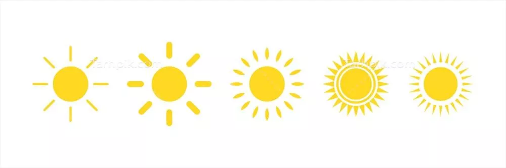 وکتور مجموعه آیکون‌های نماد خورشید با طراحی وکیوم و کیفیت بالا