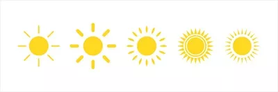 وکتور مجموعه آیکون‌های نماد خورشید با طراحی وکیوم و کیفیت بالا