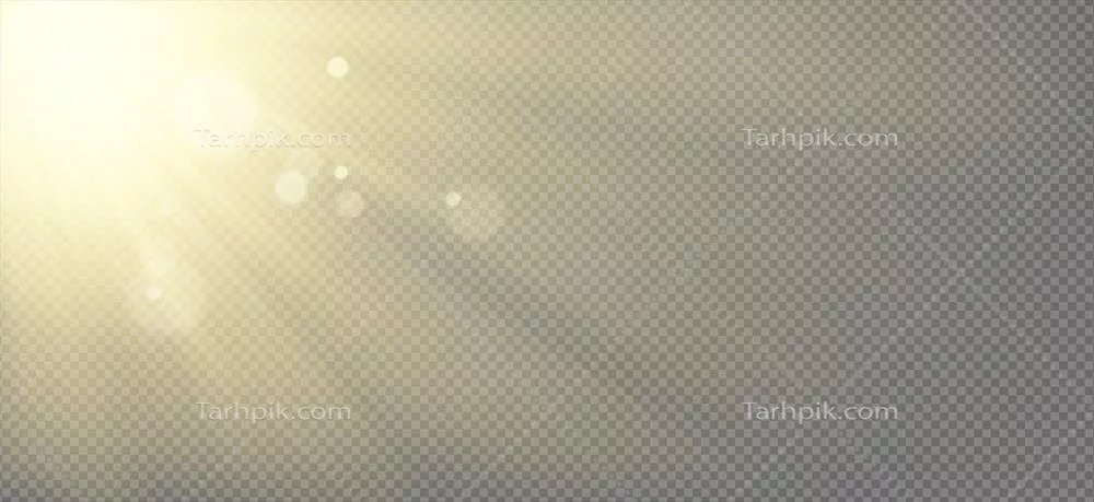 اثر نور خورشید با پرتوهای زرد و بازتاب لنز به صورت وکتور