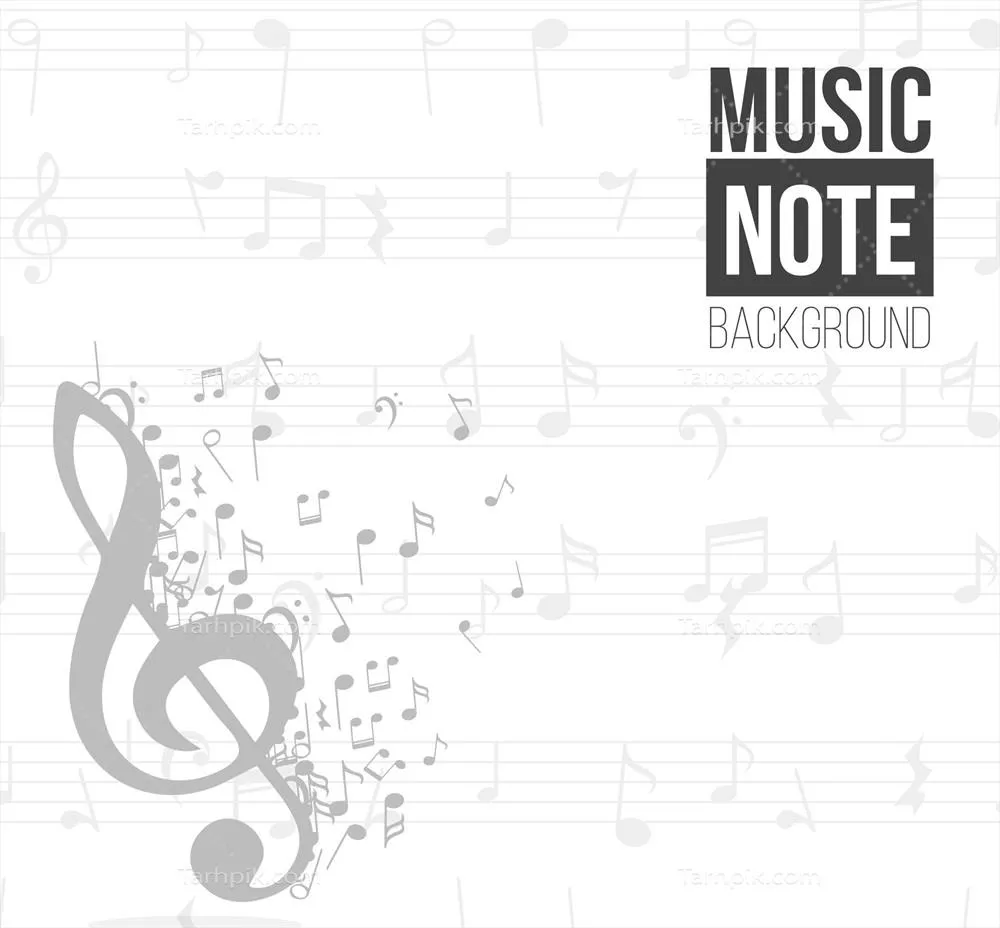 وکتور پس‌زمینه‌ی نوت‌های موسیقی با کلید سه‌گانه و تابش آفتاب