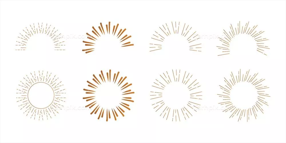 مجموعه وکتور شعاعی خورشید با طرح قدیمی شامل قابها و انفجار ستارهای