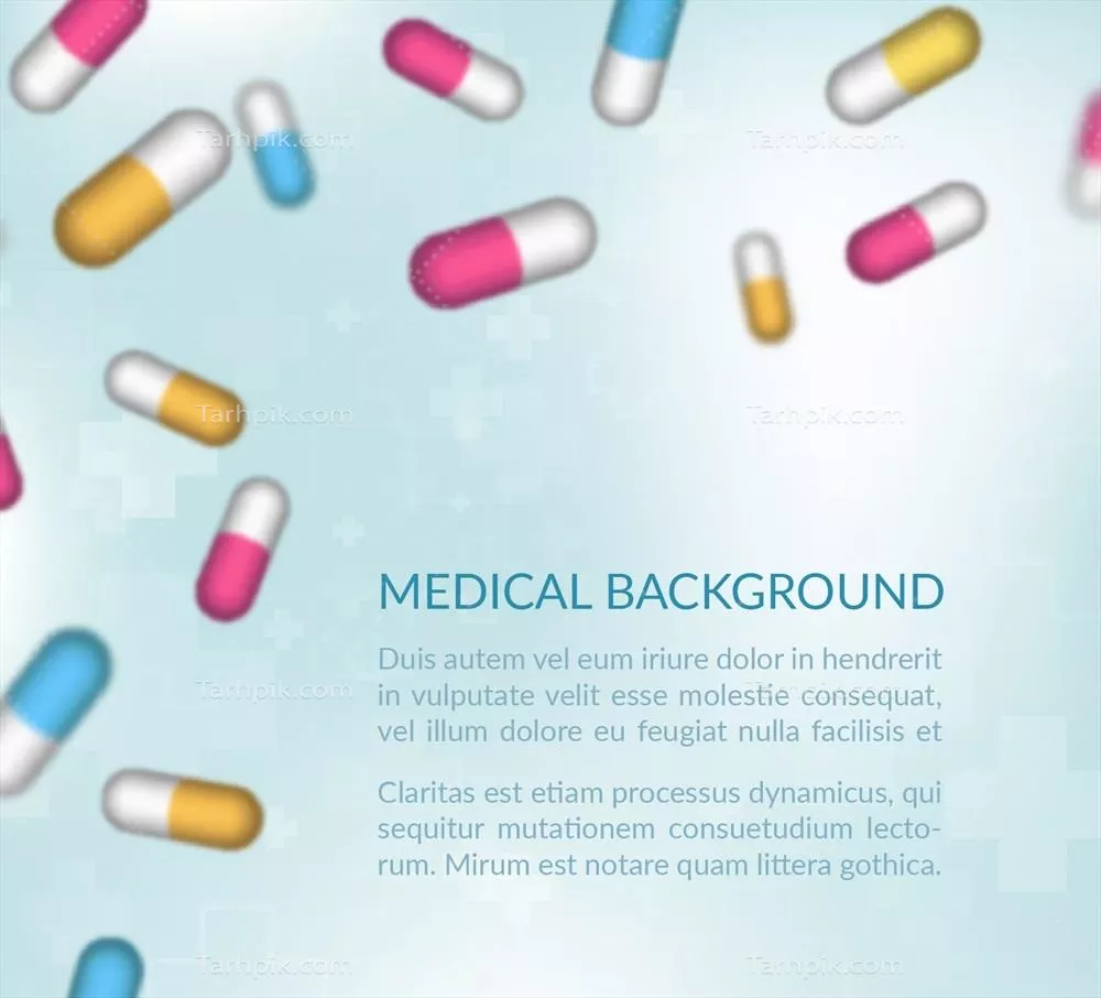 تصویر زمینه پزشکی با طراحی وکتور قرصهای دارویی