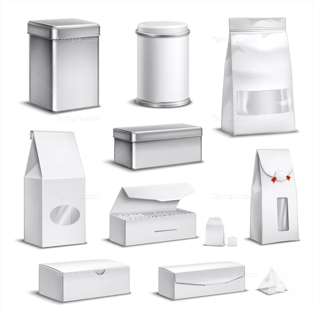 وکتور طرح و بسته بندی ست چای شامل متون و عناصر گرافیکی زیبا