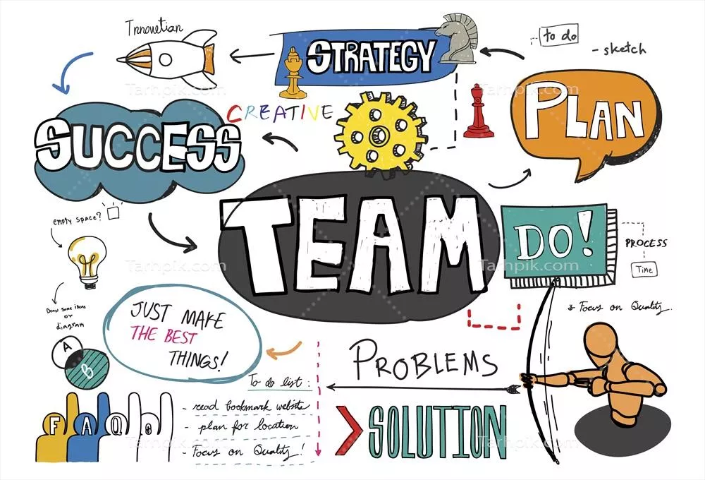 طراحی وکتور تیم با جزئیات خلاقانه و مدرن برای پروژه های شما