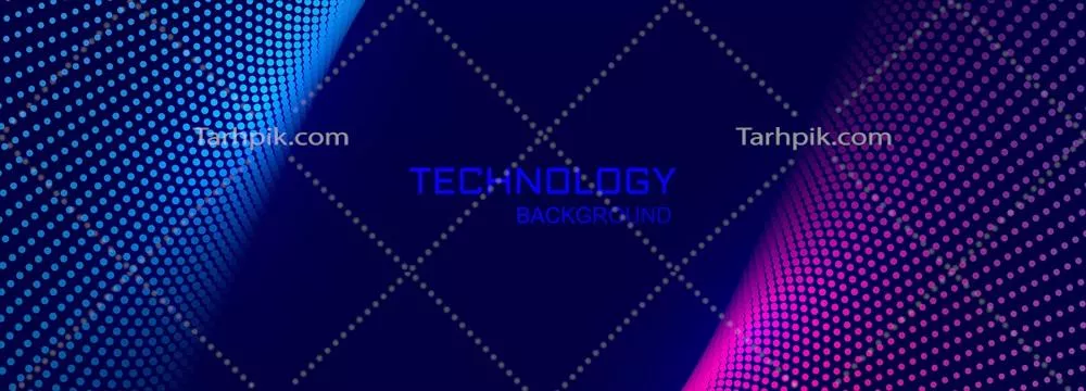وکتور پسزمینه بنر فناوری با طراحی نقاط متصل و درخشش صورتی و آبی