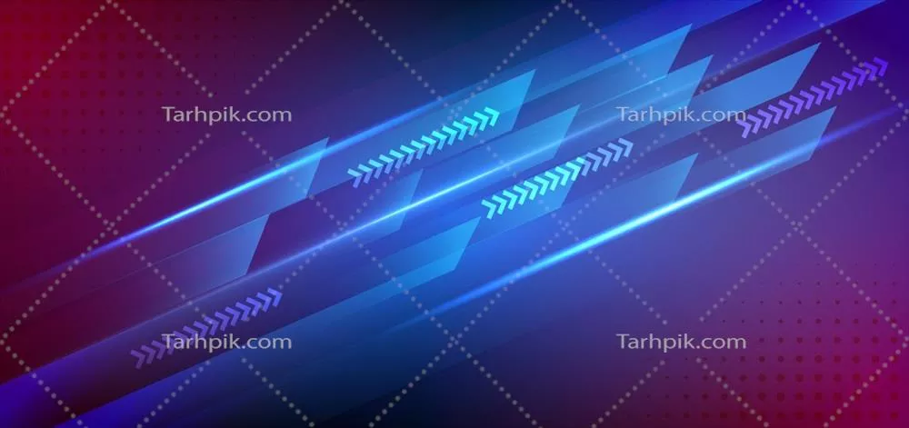 وکتور پسزمینه فناوری آیندهنگر با خطوط راهراه و اثر نور بر پسزمینه آبی-صورتی