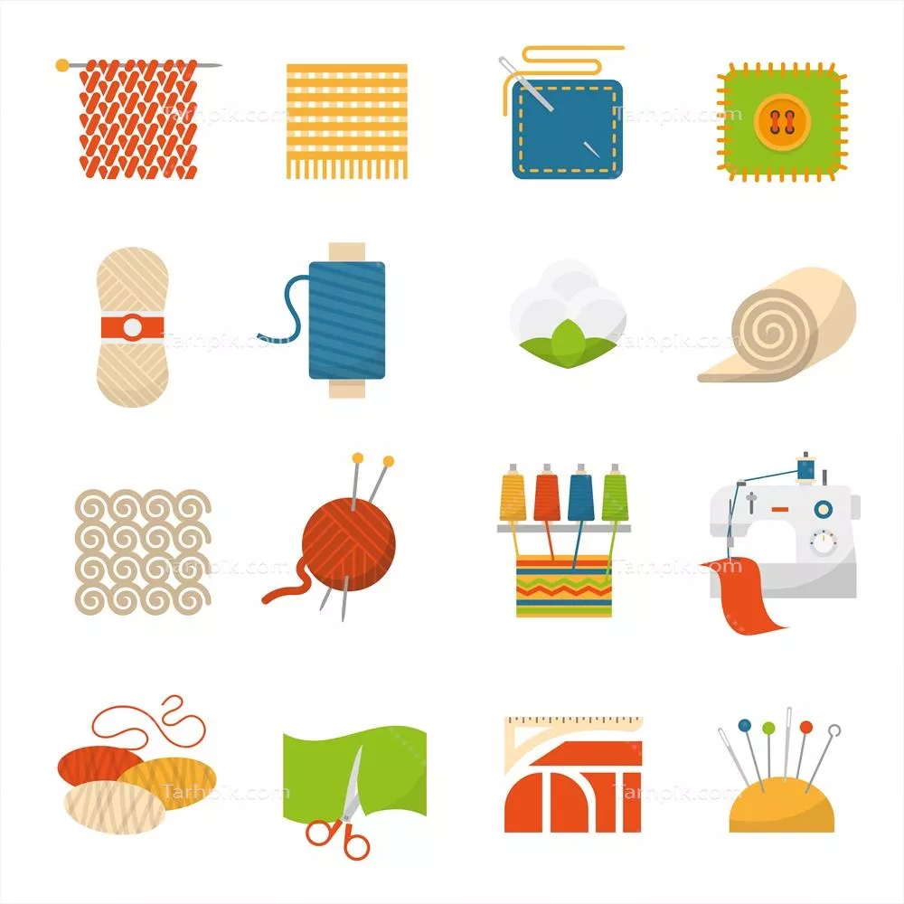 آیکون های وکتور صنعت نساجی و بافندگی به صورت خاص