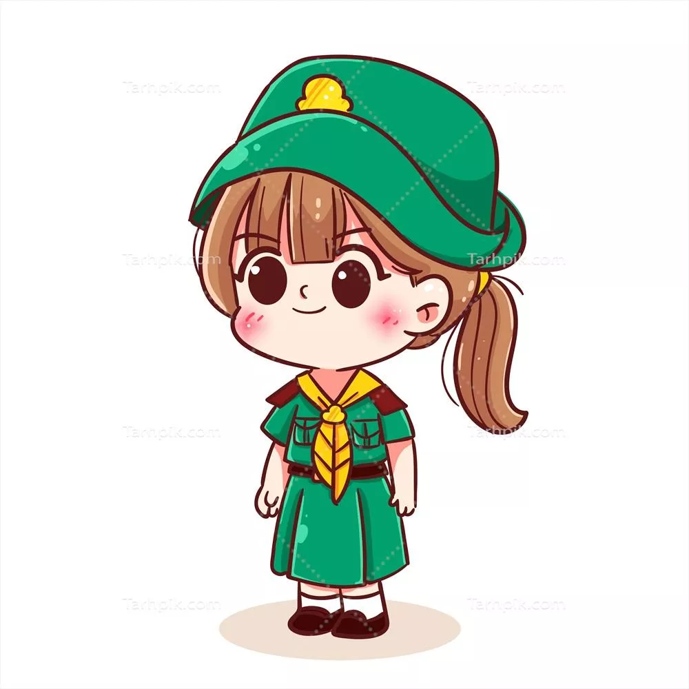 کاریکاتور دختر پیشاهنگ تایلندی برای آموزش کودکان در قالب وکتور