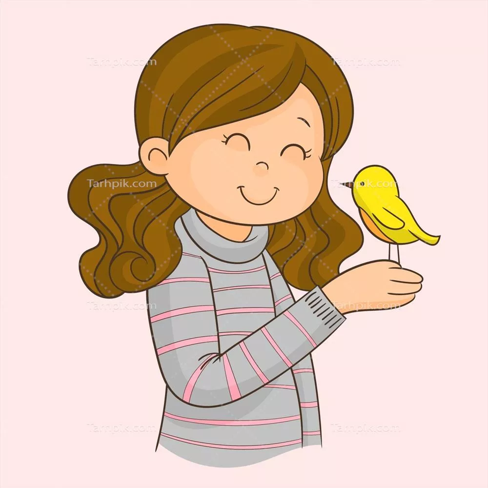 وکتور دختری و پرنده: داستانی زیبا از دوستی و ارتباط طبیعی