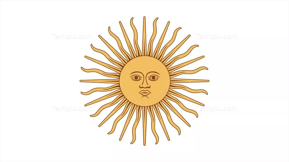 وکتور نماد خدای خورشید اینکا بر روی پرچم آرژانتین در پس‌زمینه سفید