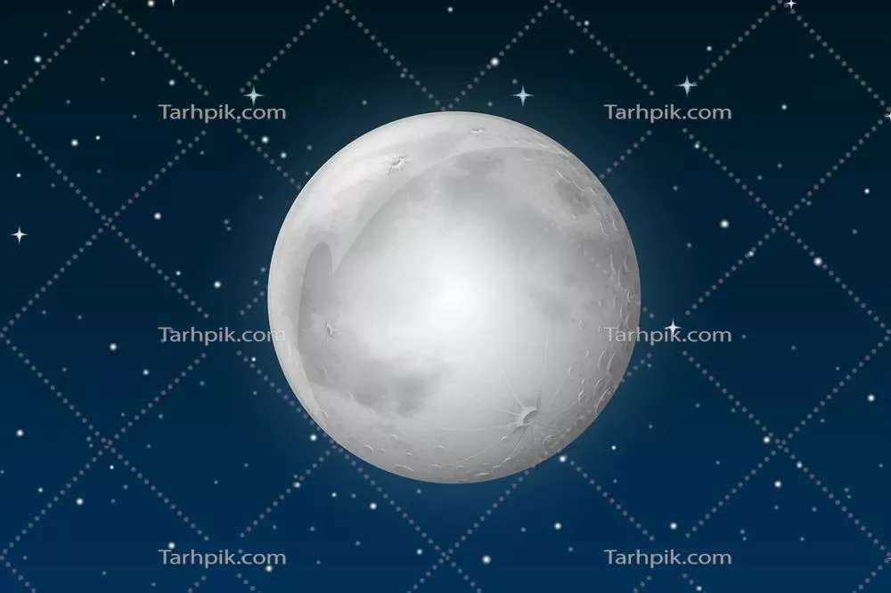 وکتور تصویری زیبا از ماه در آسمان، نگاهی به زیبایی شب و ستاره‌ها