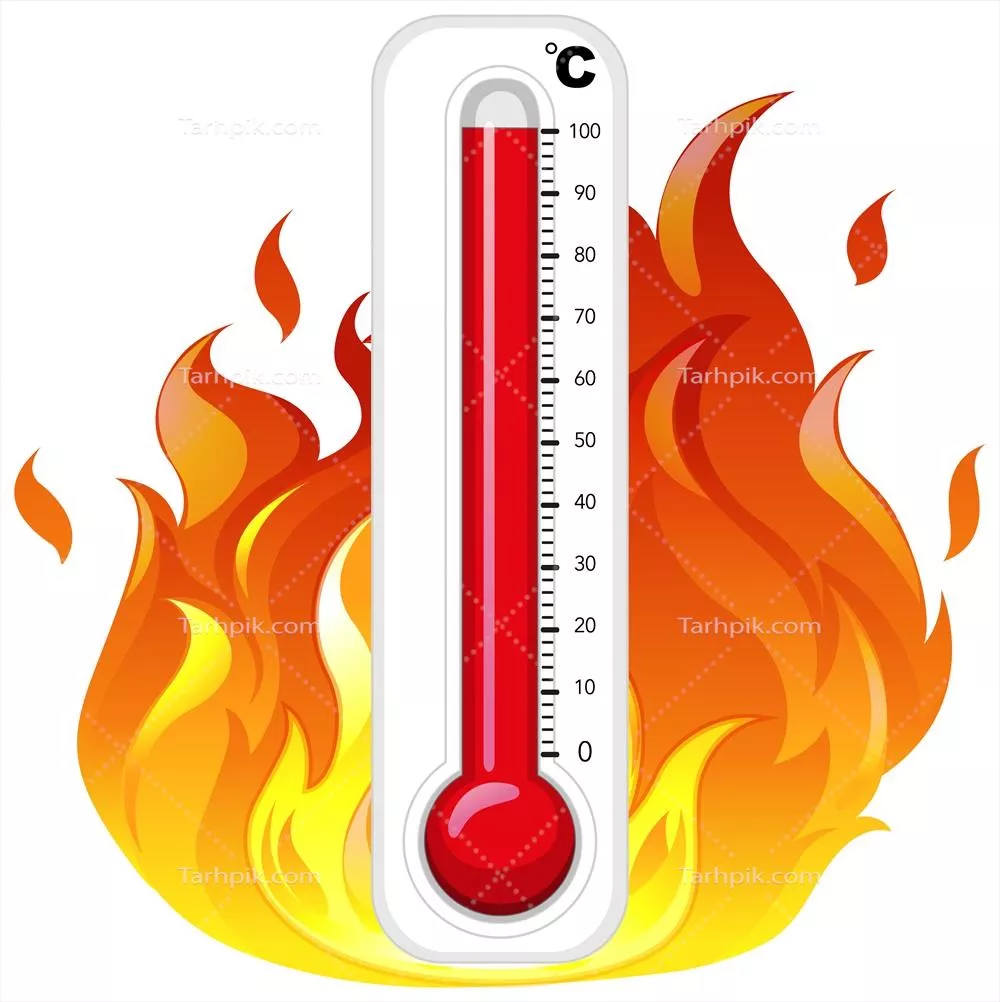 ترمومتر آتشین با پسزمینه سفید - نمودار وکتور
