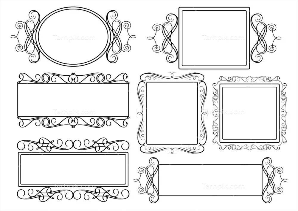 وکتور این مجموعه شامل 7 قاب تزئینی و زیبا برای پروژههای مجلل شما است
