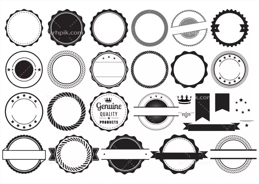 وکتور مجموعه‌ای از عناصر برداری نشان (بدج) برای طراحی نشان‌های شخصی شما