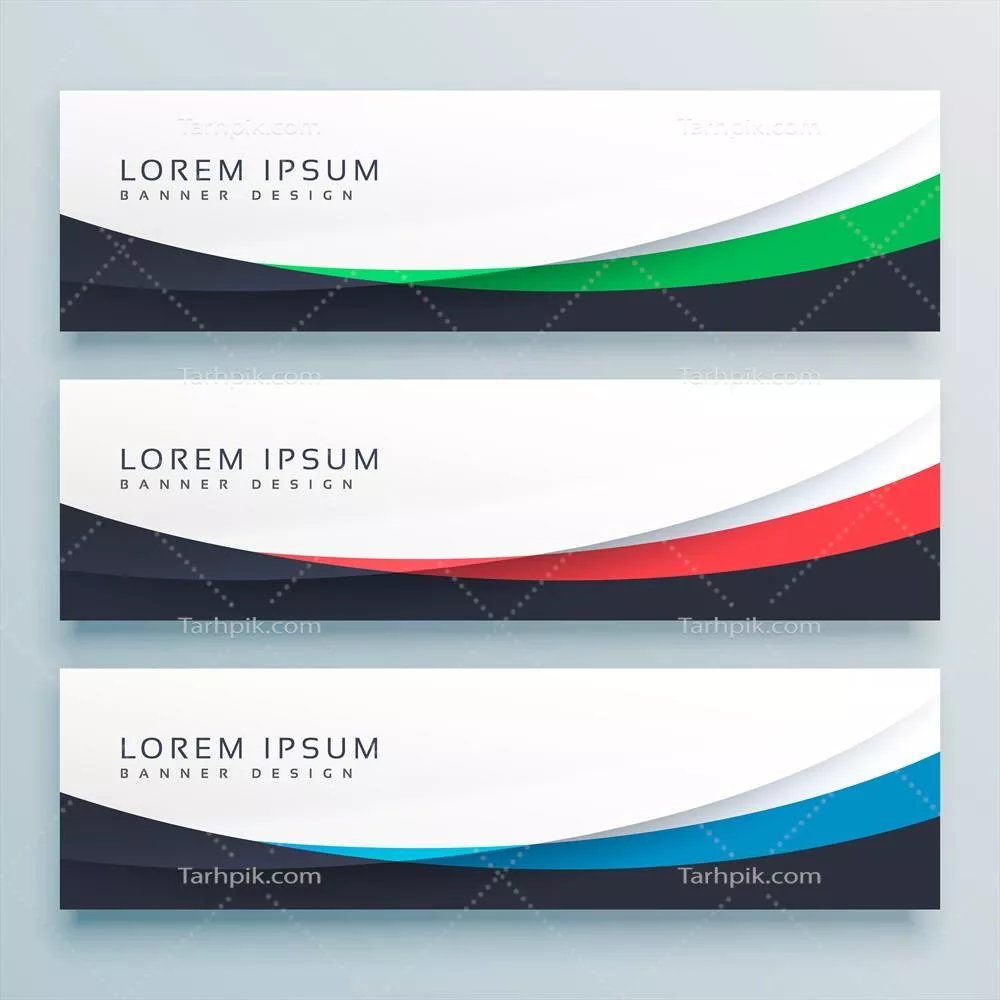 طراحی وکتور بنرهای وب با سه موج برای سرصفحه وبسایت