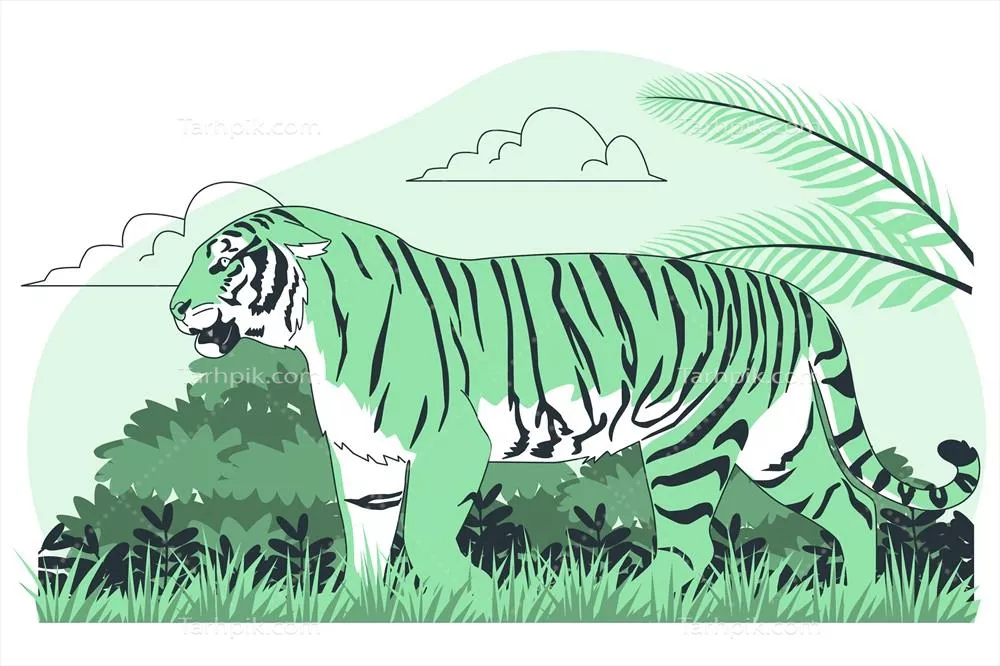 تصویر مفهومی وکتوری از ببر با طراحی منحصر به فرد و جذاب