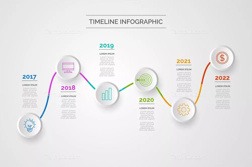 طراحی اینفوگرافیک‌های زمانبندی شده به صورت وکتور برای نمایش داده‌ها