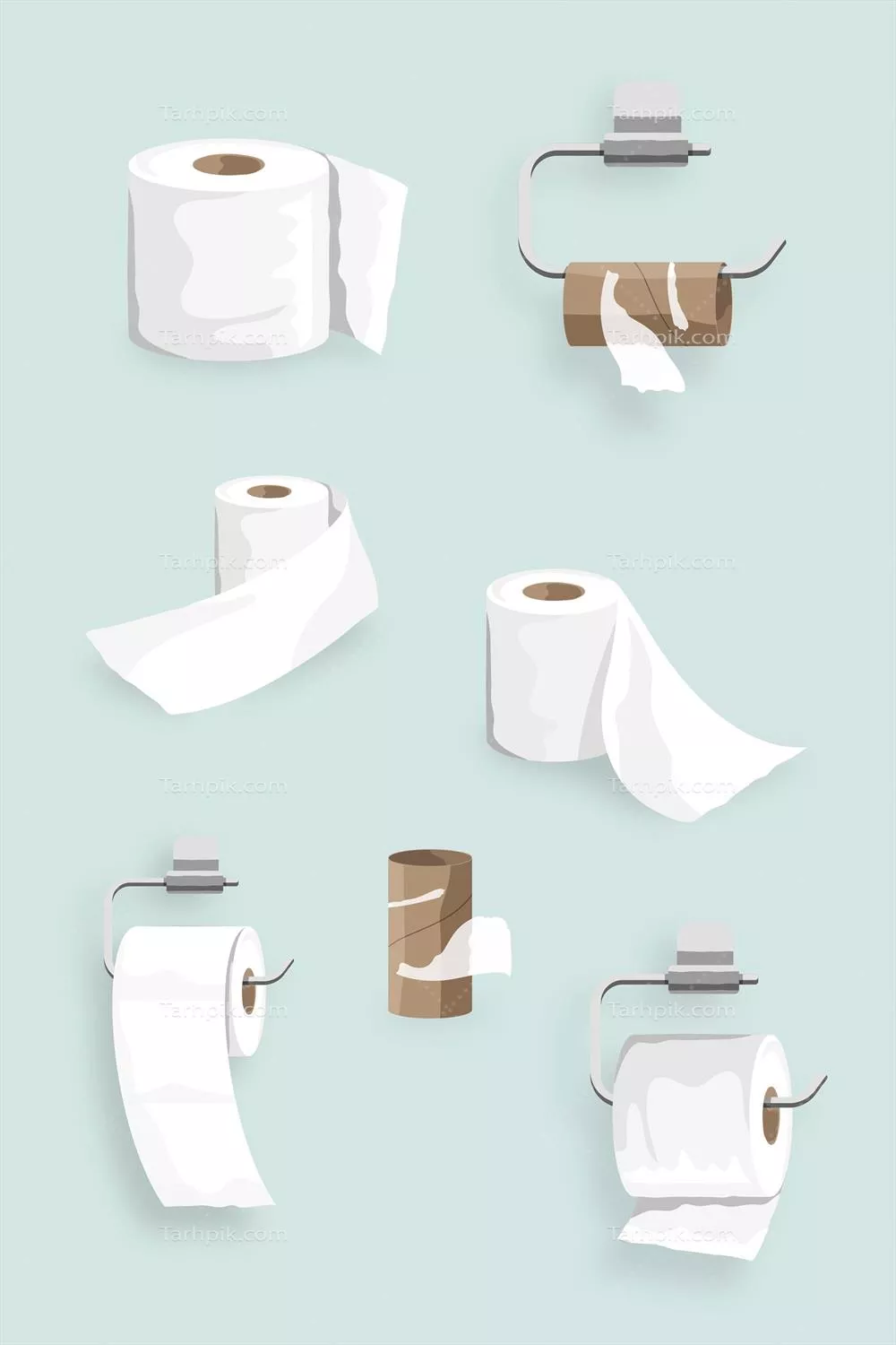 ست عناصر وکتوری رول دستمال توالت و اجزای مرتبط آن