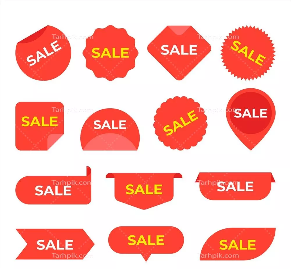 مجموعه برچسب‌های فروشگاهی متنوع به صورت وکتور برای طراحی گرافیکی
